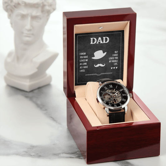MEN'S OPENWORK WATCH ( INCLUDES MESSAGE CARD ) - GIFT FOR DAD