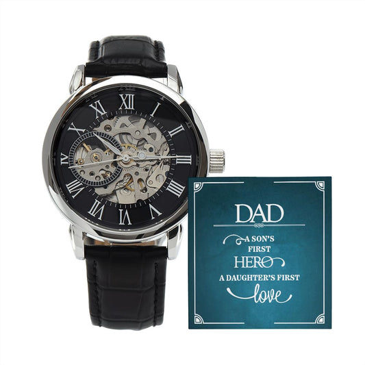 MEN'S OPENWORK WATCH ( INCLUDES MESSAGE CARD ) - GIFT FOR DAD