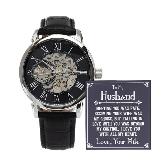 MEN'S OPENWORK WATCH ( INCLUDES MESSAGE CARD ) - GIFT FOR HUSBAND