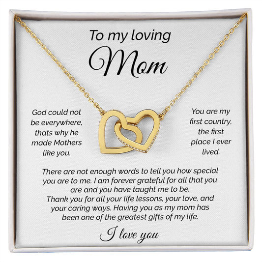 To My Loving Mom - Interlocked Hearts Necklace