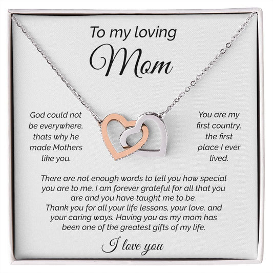 To My Loving Mom - Interlocked Hearts Necklace